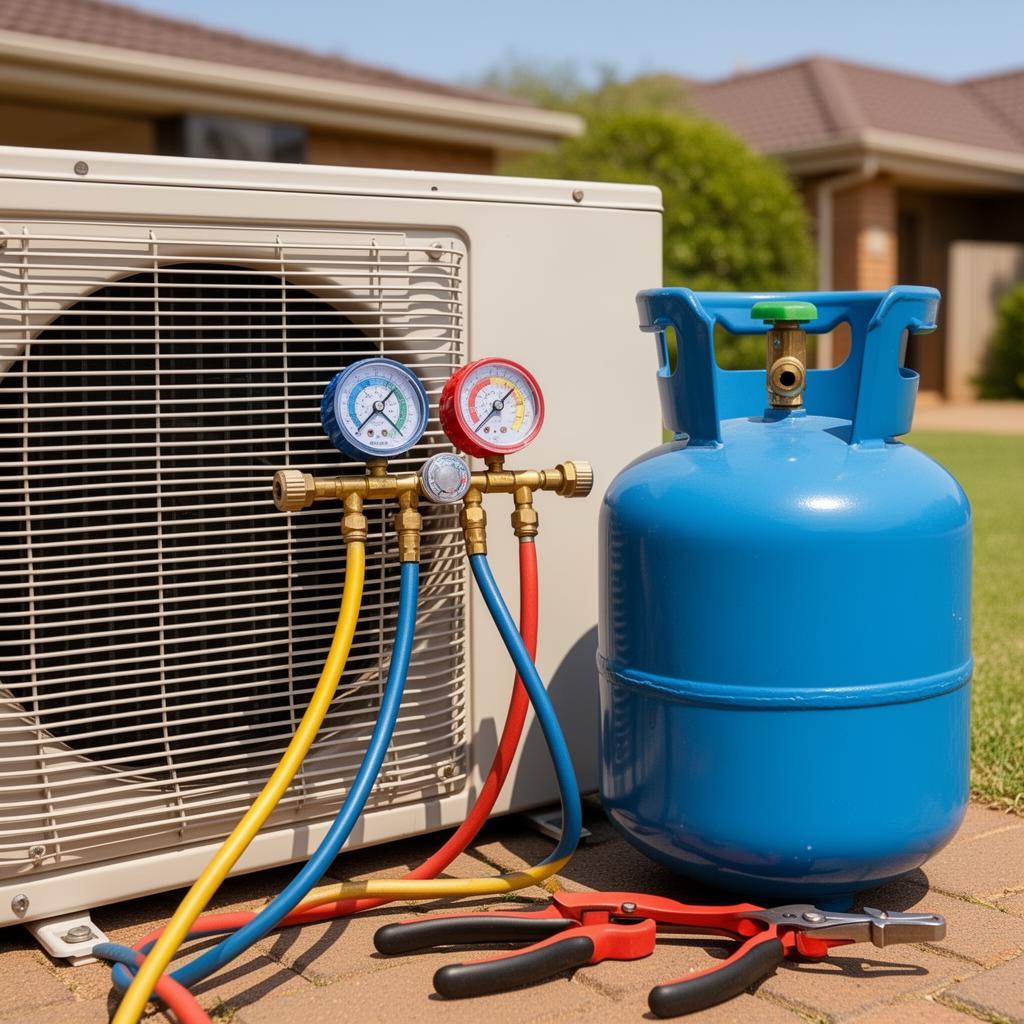 Air conditioner regas gauges and refrigerant service equipment